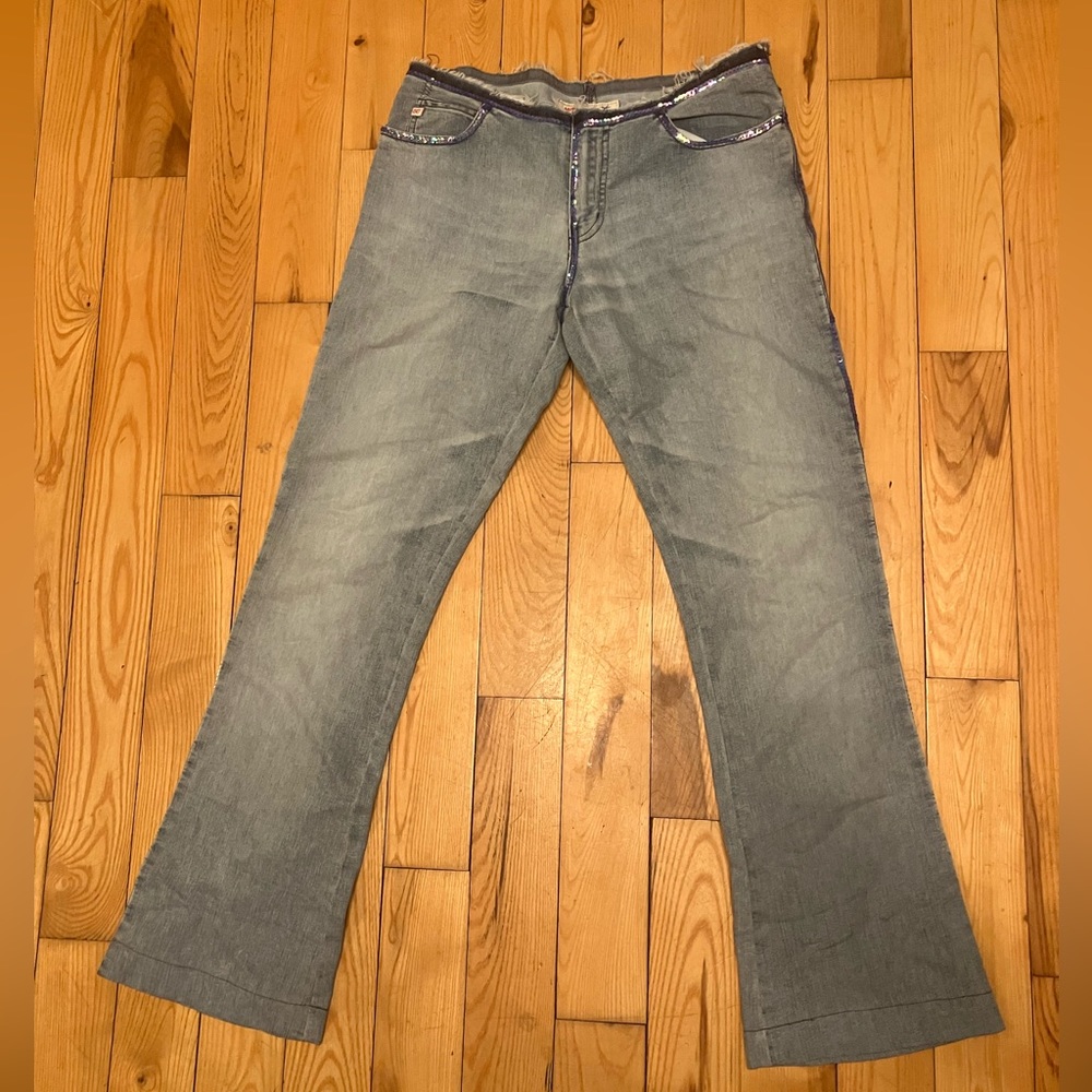 Vintage Miss Sixty low rise stunning y2k denim with blue sequins, no waistband